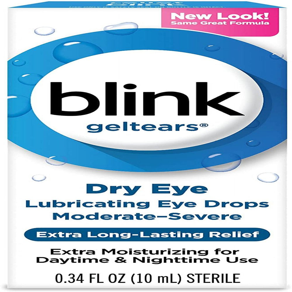 Blink Gel Tears Lubricating Extra Long Lasting Eye Drops, 0.34 Oz, 3 Pack