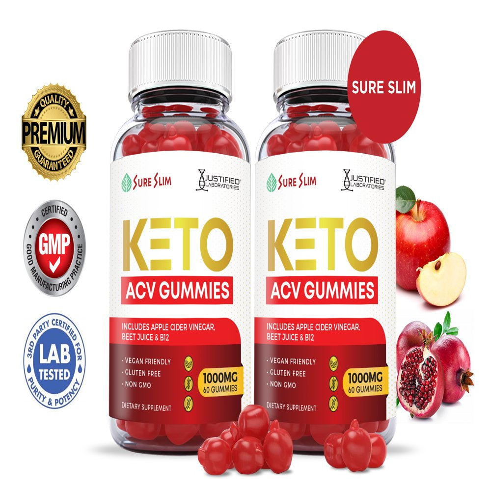 (2 Pack) Sure Slim Keto ACV Gummies 1000MG Dietary Supplement 120 Gummys