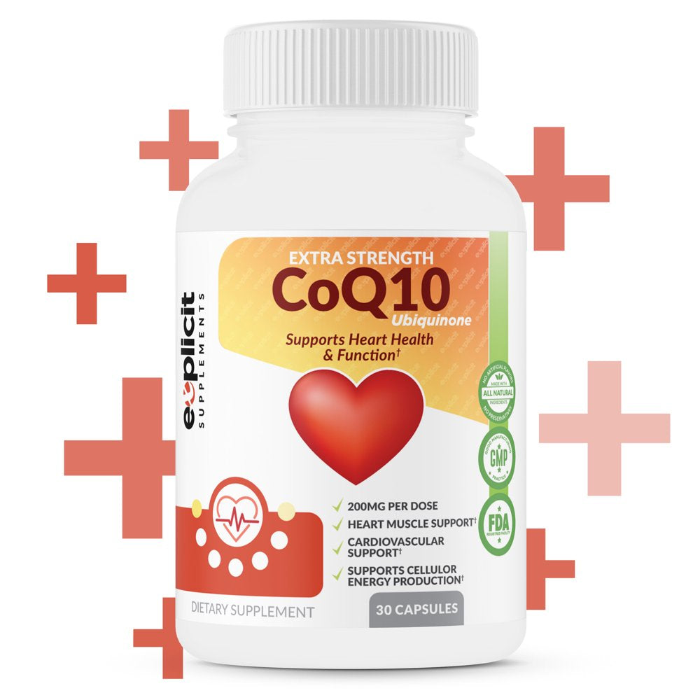 Coenzyme Q10 Ubiquinone | Max Strength Coq10 200Mg, Supports Heart Health & More | Made in USA, 1 Month