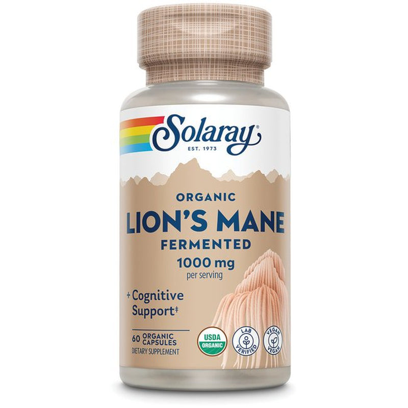 Solaray Fermented Lionâ€™S Mane Mushroom | Healthy Brain Function, Mental Focus & Immune Support | 60 Vegcaps, 30 Serv