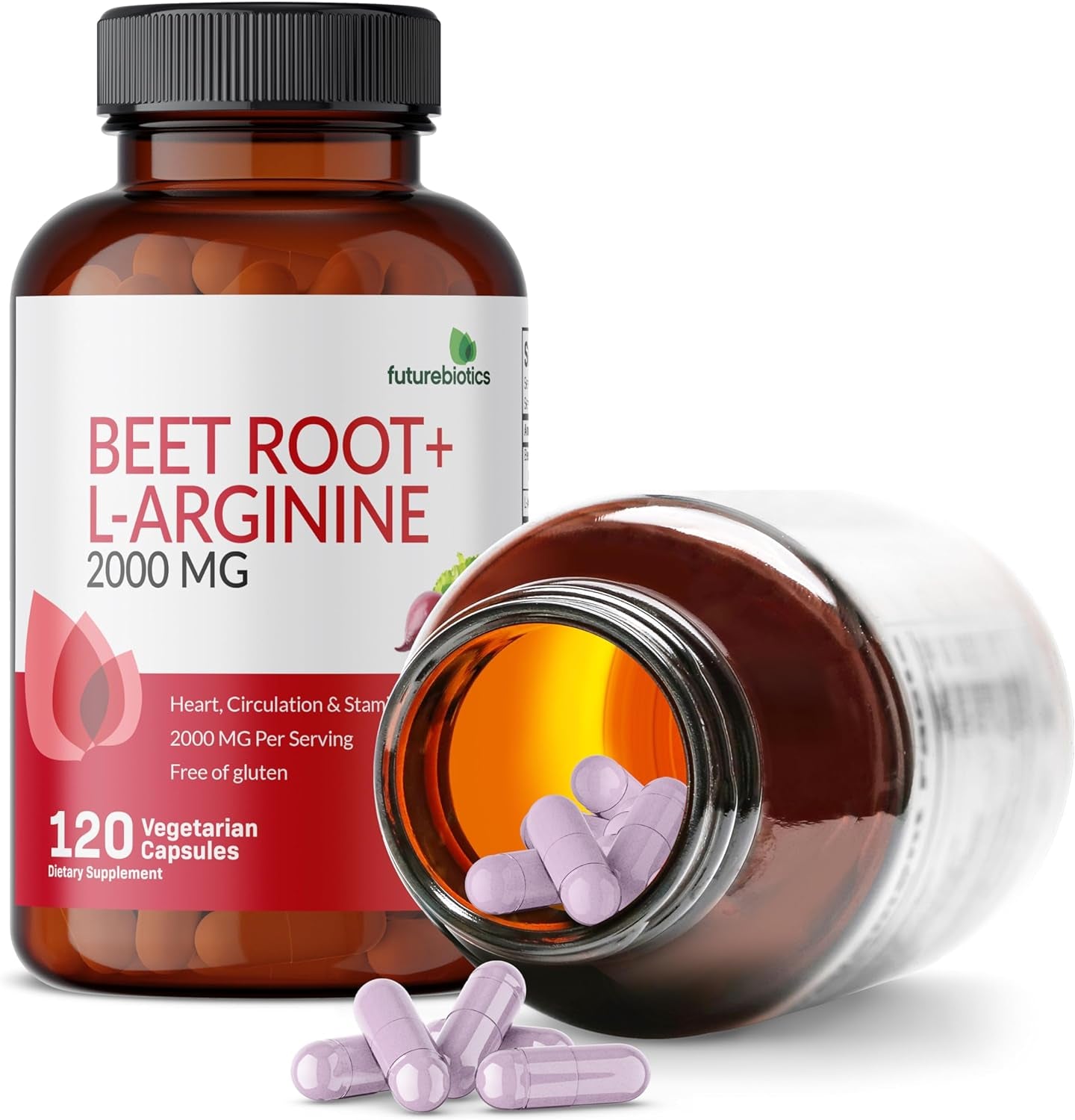 Futurebiotics Beet Root + L-Arginine 2000 MG, Non-Gmo, 120 Vegetarian Capsules