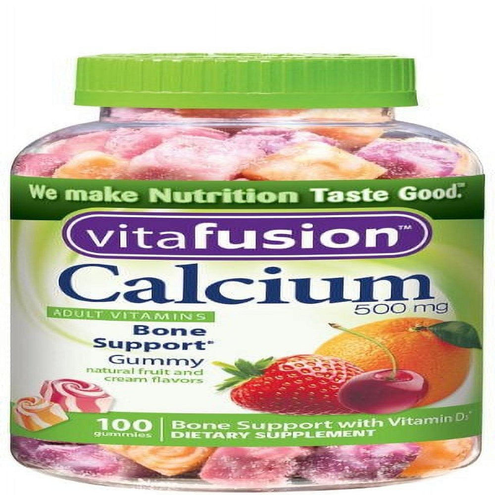 Vitafusion Calcium Gummy Vitamins Dietary Supplement, Fruit and Cream, 100 Ct (1 Pack)