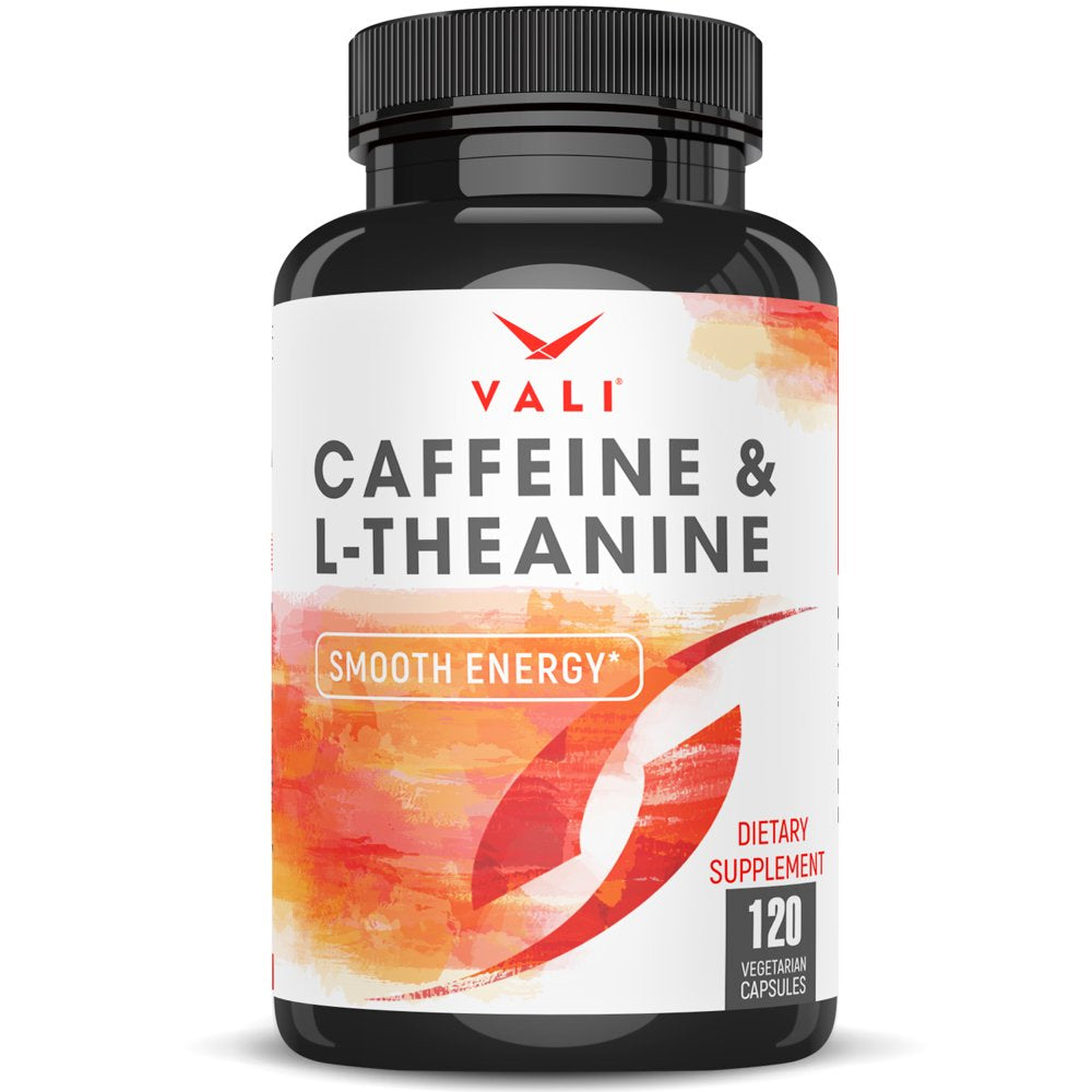 VALI Caffeine & L-Theanine Smooth Focused Energy Nootropic Supplement, 120 Veggie Capsules