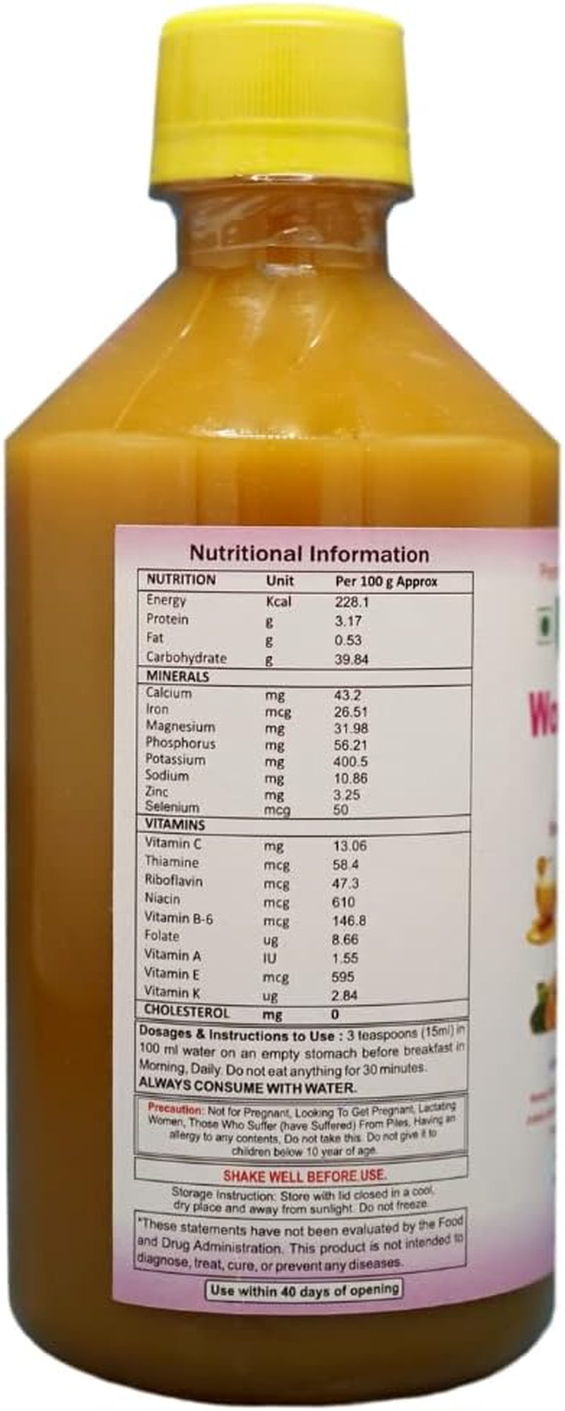 Women'S Wellness Syrup - 400Ml- Natural Dietary Supplement for Overall Women Health, and Body Detox (1 Bottle) - Sareaca Asoca, Turmeric, Apple Cider Vinegar, Garlic, Ginger, Honey, Lemon