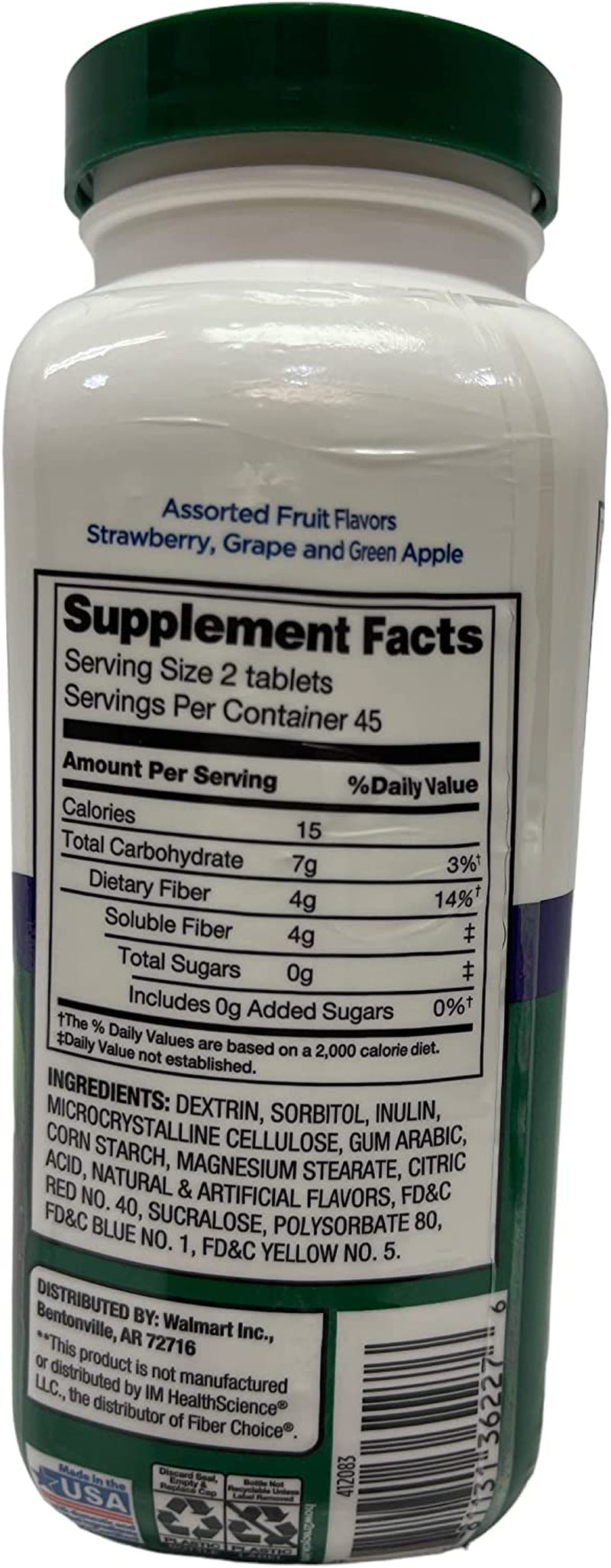 Thisnthat Sugar Free Prebiotic Fiber Supplement Chewable Tablets Bundle: (2) 90 Ct Equate Bottles Recipe Card.