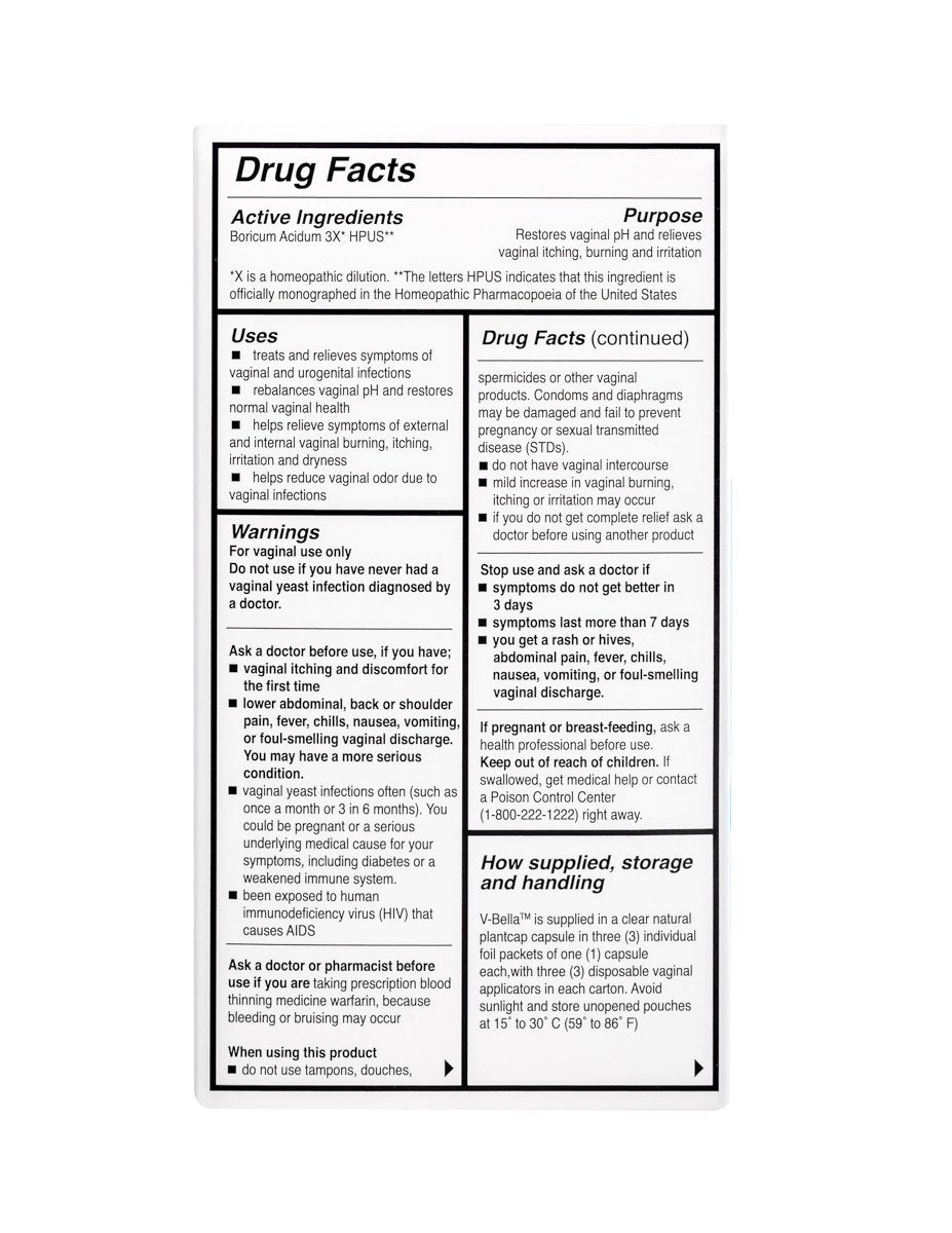 V-Bella Boric Acid/Probiotics Vaginal Suppository Capsules Provide Quick Relief from Odor, Itchiness & Dryness, BV & Yeast Infections