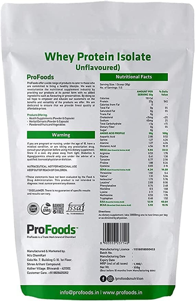 MIYUU Profoods Whey Protein Isolate Powder (Unflavoured) (350 Grams)