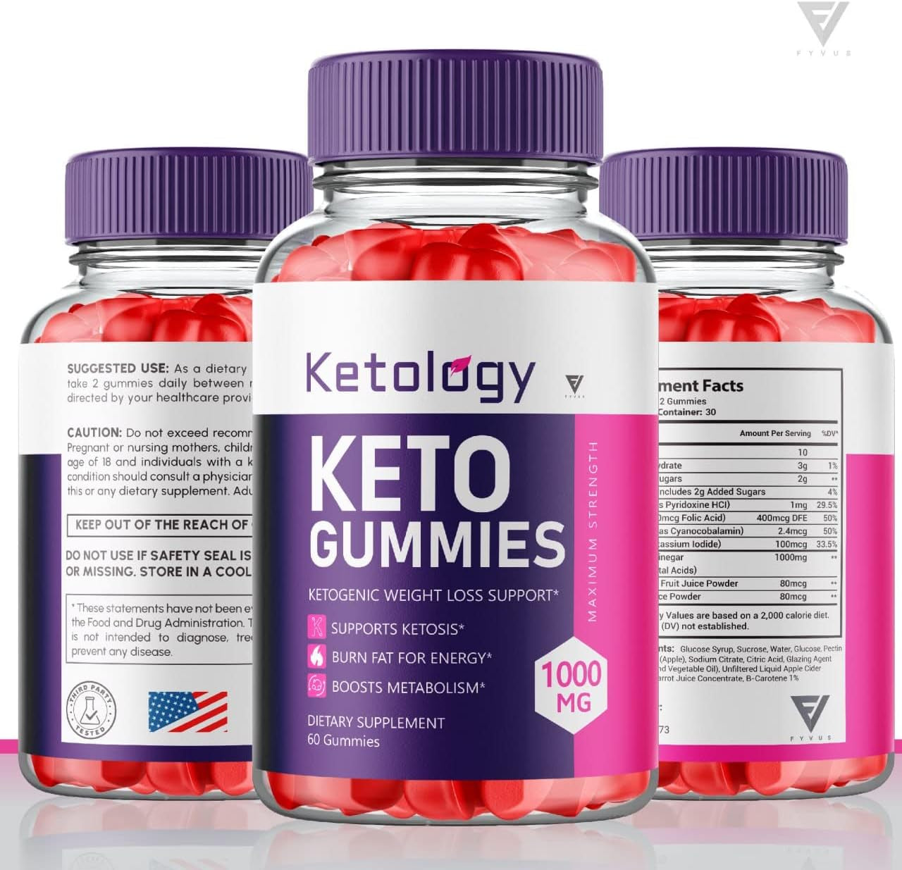 Ketology Keto ACV Gummies Advanced Weight Loss Ketosis Supplement, Ketology Keto + ACV Ketogenic Apple Cider Vinegar 525MG (60 Gummies)