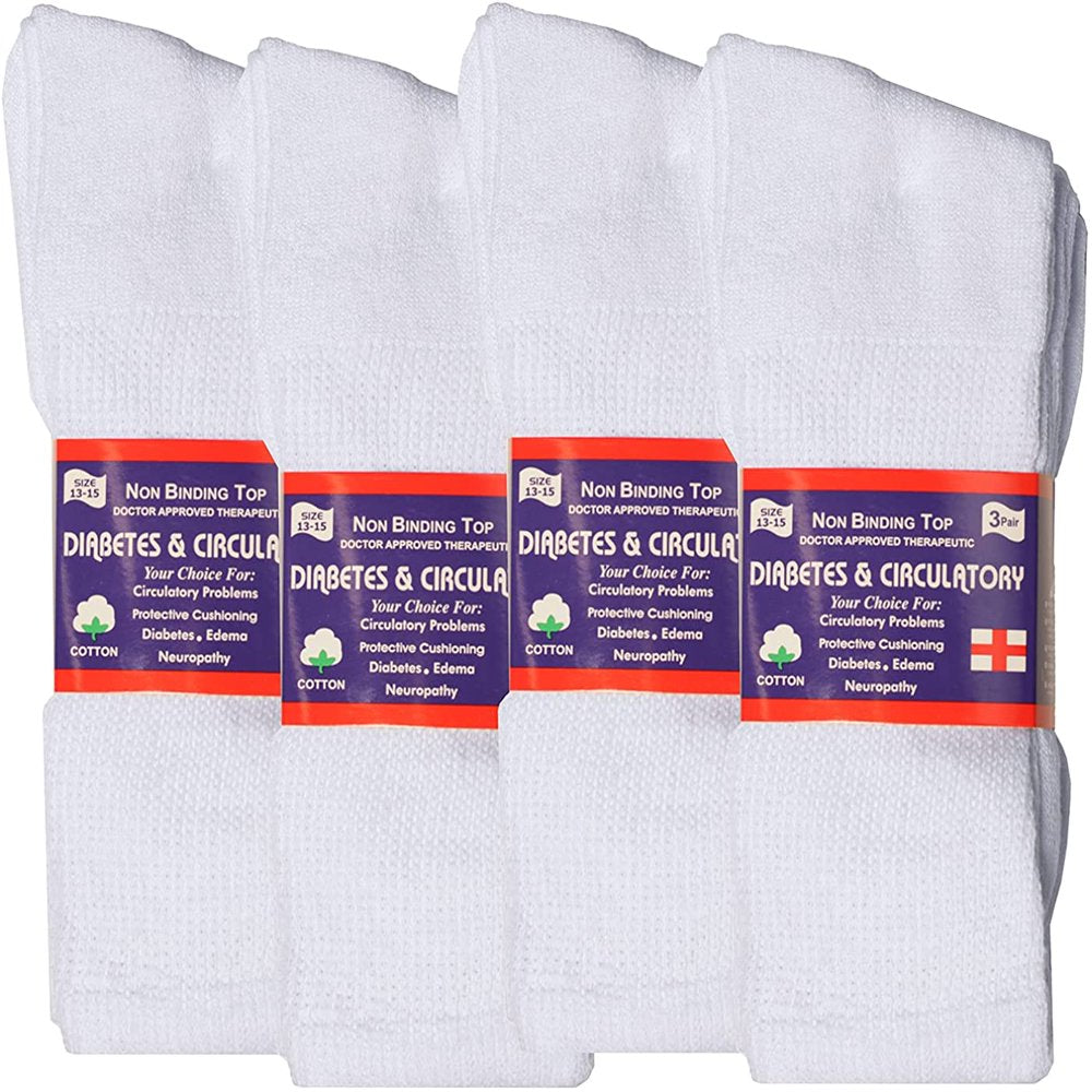 12 Pair of Yacht & Smith Diabetic Socks, Neuropathy Socks, Colored Diabetic Socks (9-11, White)