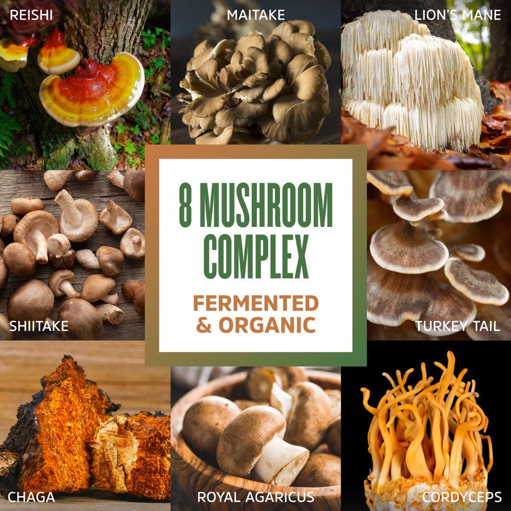 Zhou Mushroom 8-Plex | Boost Immune Support, Energy, Endurance & Overall Wellness | Lions Mane, Reishi Mushroom & Turkey Tail | 30 Servings, 2.14 Oz