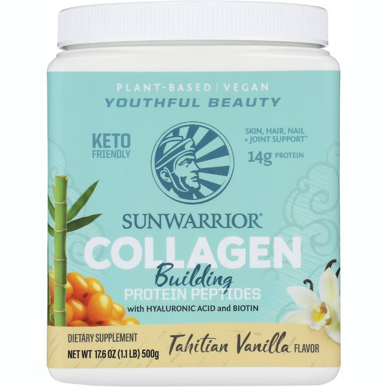 Sunwarrior Vegan Collagen Powder | Vanilla Protein Collagen Peptides Powder with Hyaluronic Acid & Biotin, Tahitian Vanilla, 500G