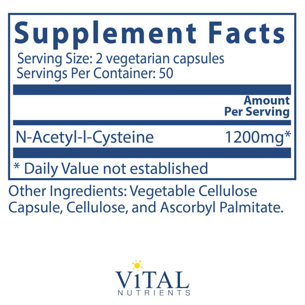 Vital Nutrients NAC 100 Vegetarian Capsules