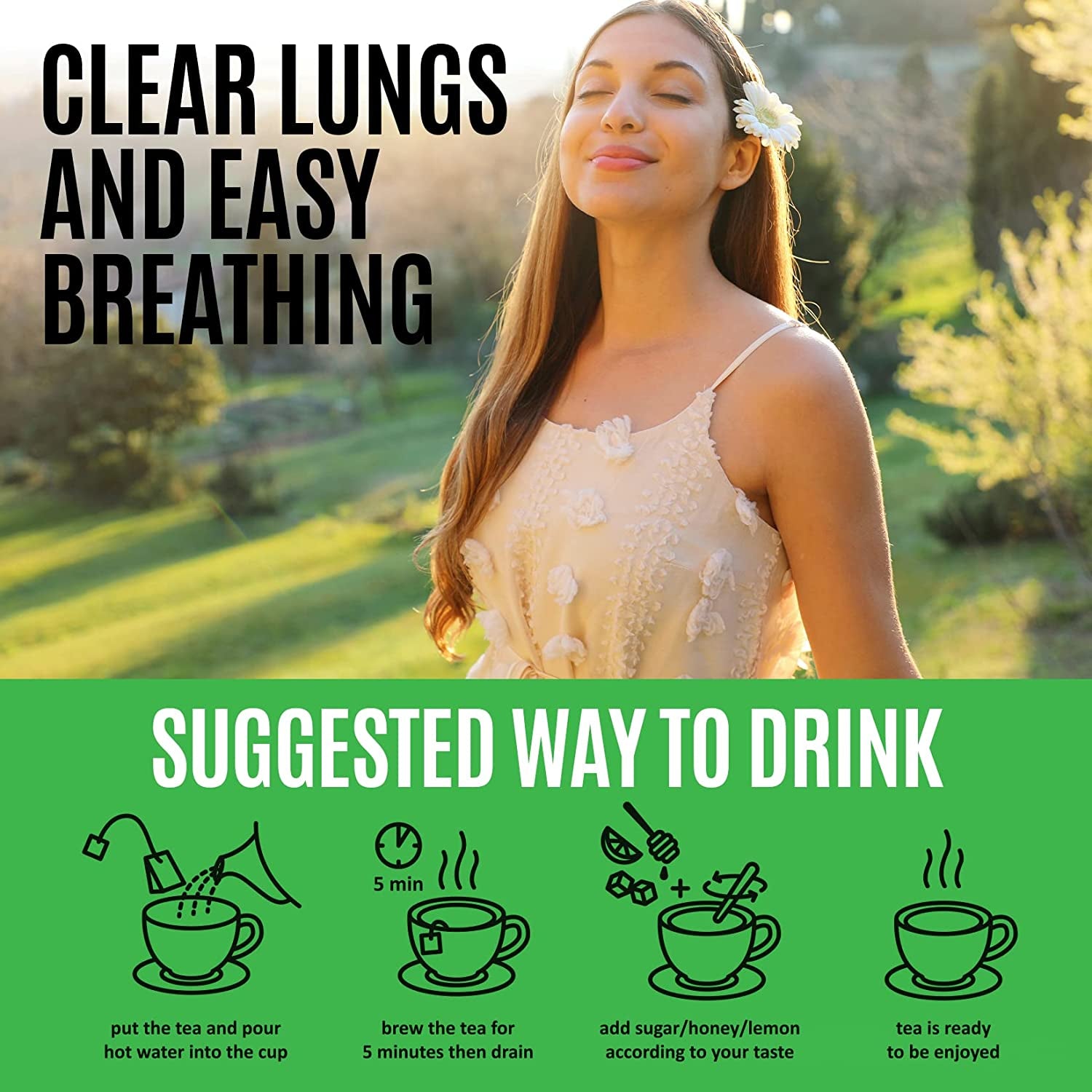 10-Day Organic Natural Herbal Lung Detox Tea for Respiratory Support