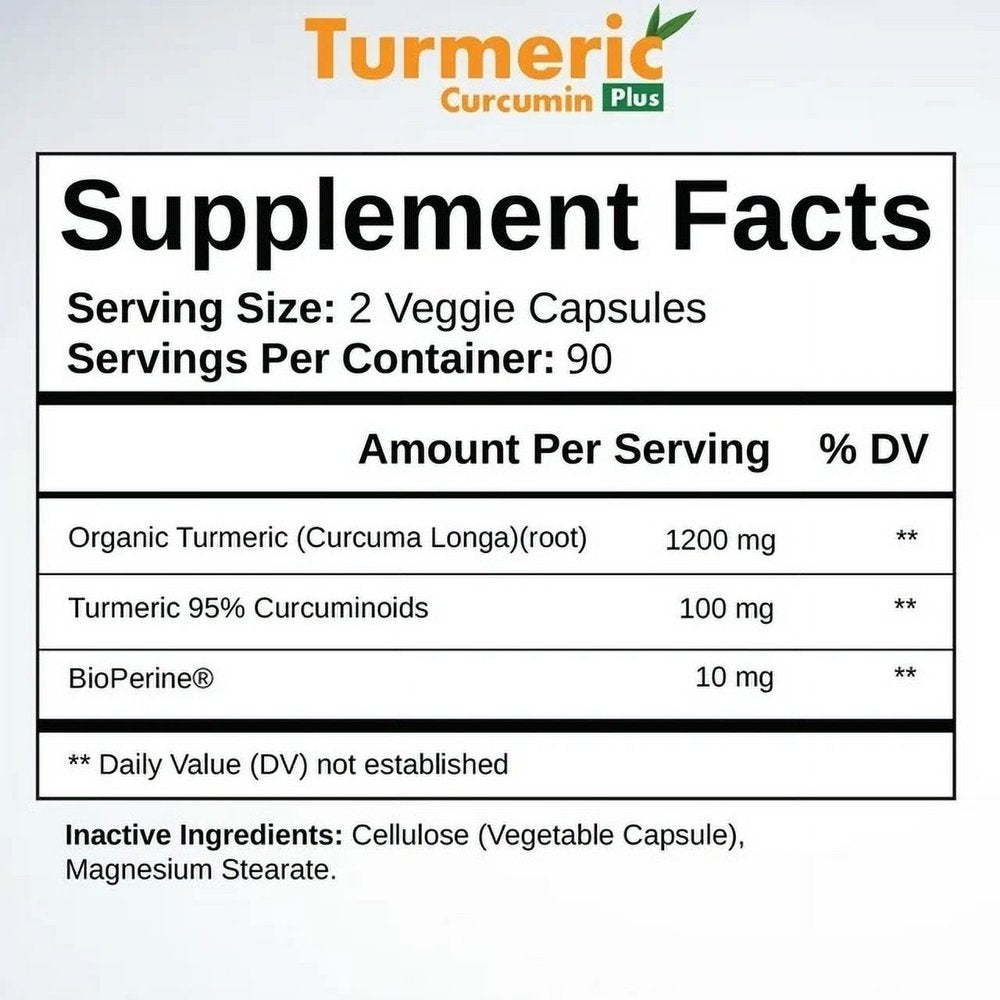 Vitapost Turmeric Curcumin plus Supplement for Joint, Muscle, Immune System Support - 180 Capsules