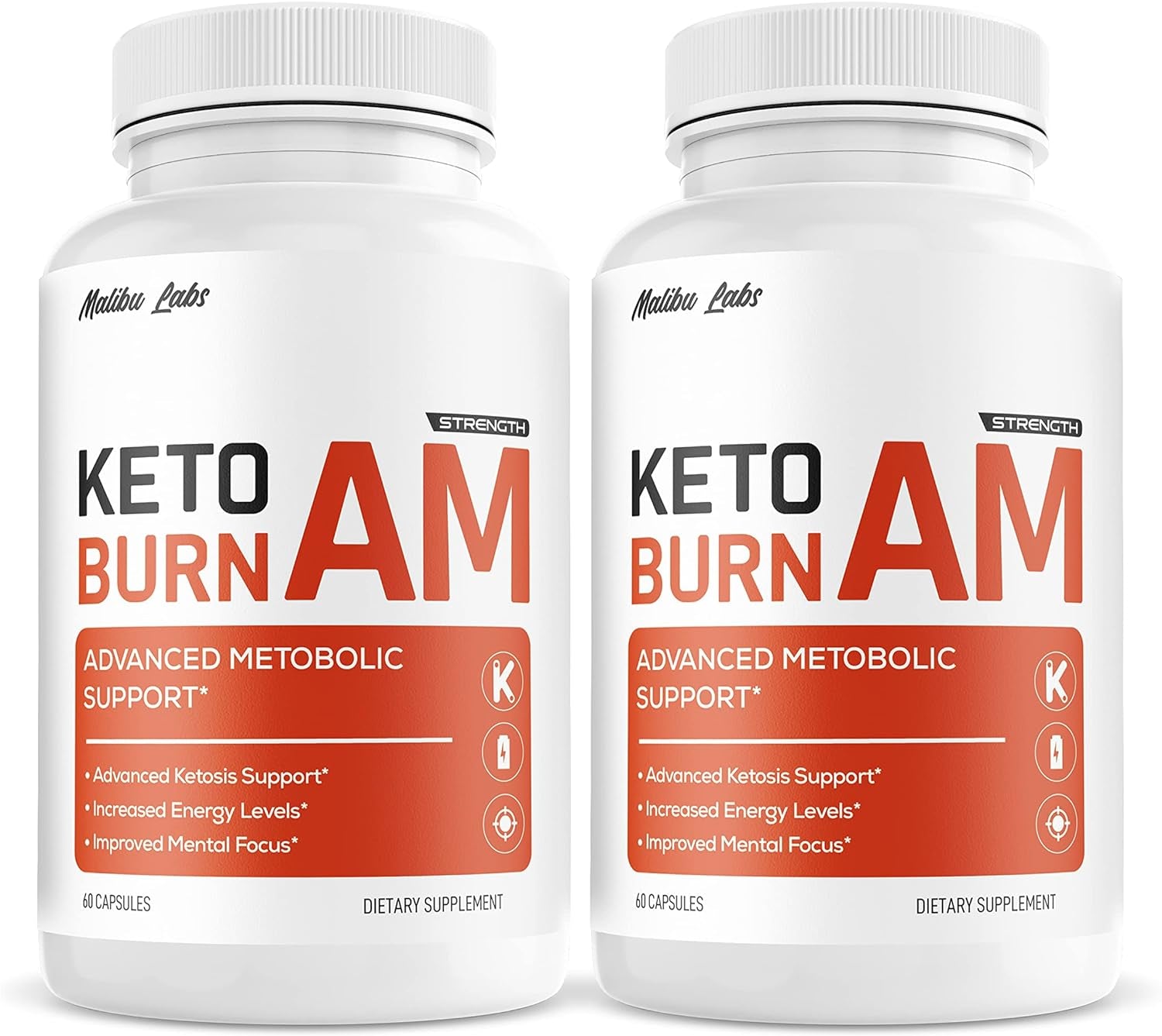 (2 Pack) Keto Burn AM, Strong Advanced Formula 1300Mg, Made in the USA, (2 Bottle Pack), 60 Day Supply