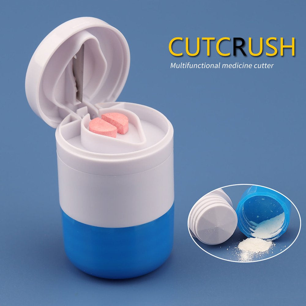 Yawots Pill Crusher Cutter Splitter Grinder Pill Crusher Pulverizer Tablet Cutter with Small Pill Box Container Pill Breaker Slicer Chopper Divider Multifunction