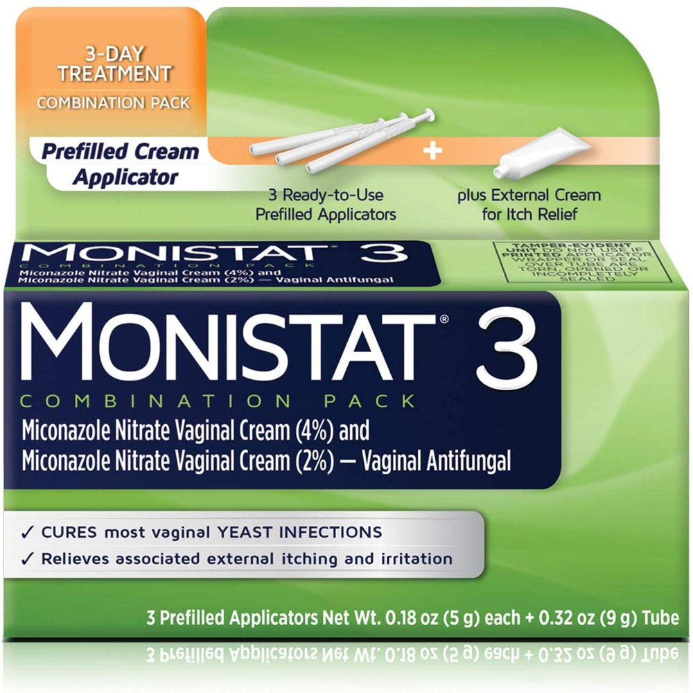 Monistat Vaginal Antifungal 3-Day Prefilled Cream Itch Relief, 3 Ct, 2 Pack