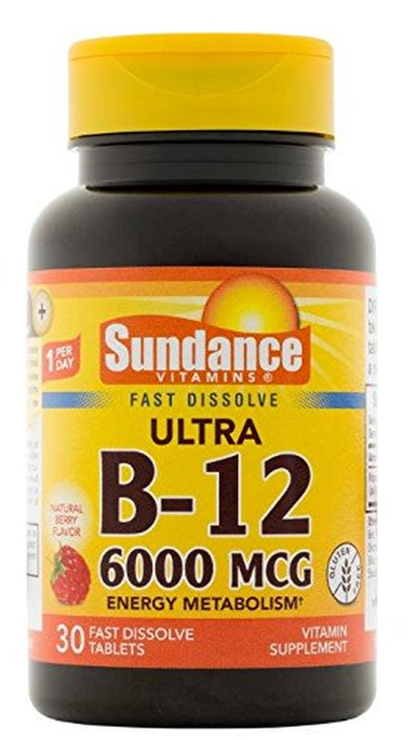Sundance Vitamin B12 6000 Mcg Tablets, 30 Count, 3 Pack