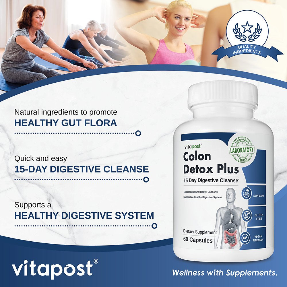 Vitapost Colon Detox plus 15-Day Digestive Cleanse Supplement - 60 Capsules