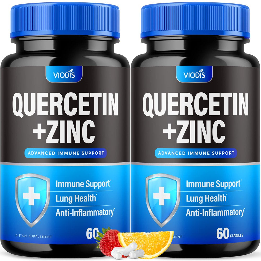 (2 Pack) Quercetin 500Mg with Zinc - Immune System Booster, Lung Support Supplement for Adults Kids - Immunity Defense (120 Capsules)