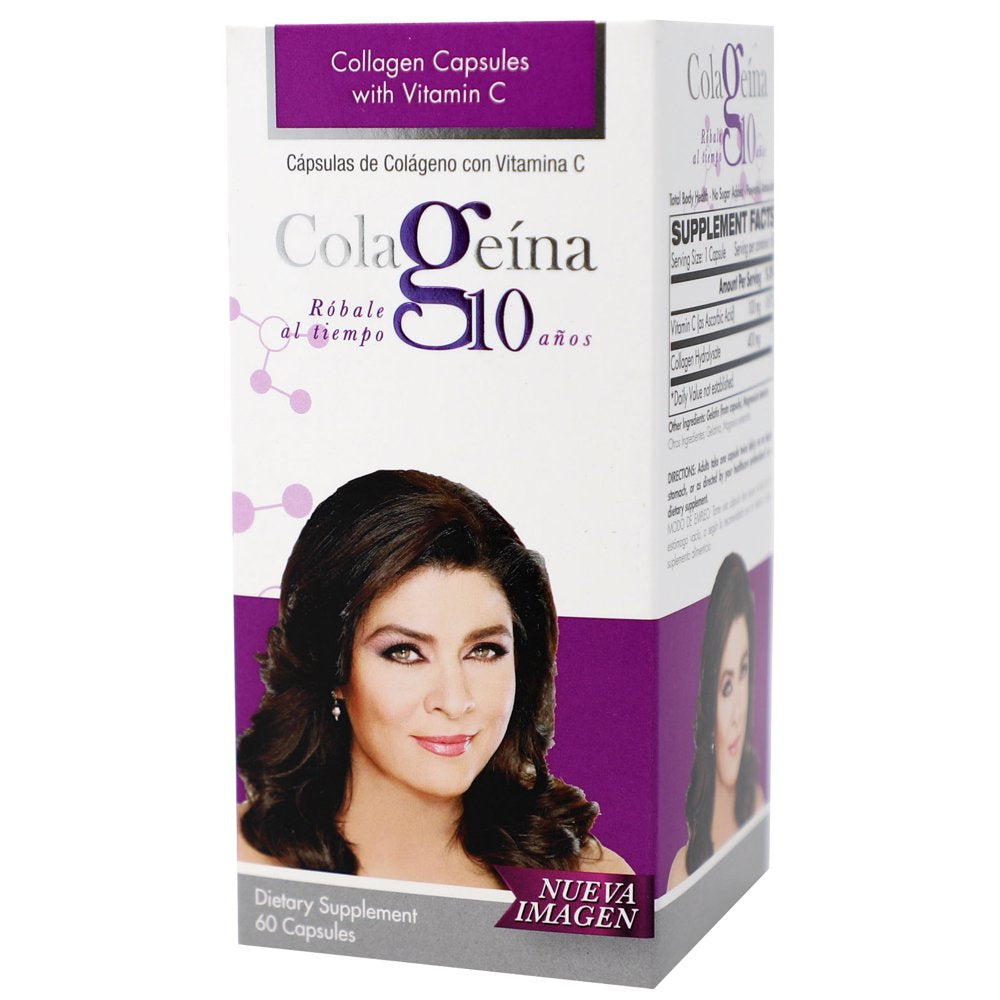 Colageina 10 Collagen Capsules with Vitamin C for a Younger Look, Anti-Aging, 60 Capsules.