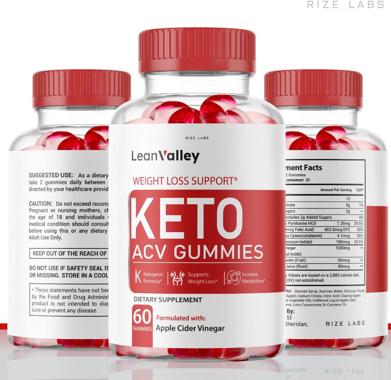 (2 Pack) Lean Valley Keto ACV Gummies Apple Cider Vinegar Advanced Gummies (120 Gummies)