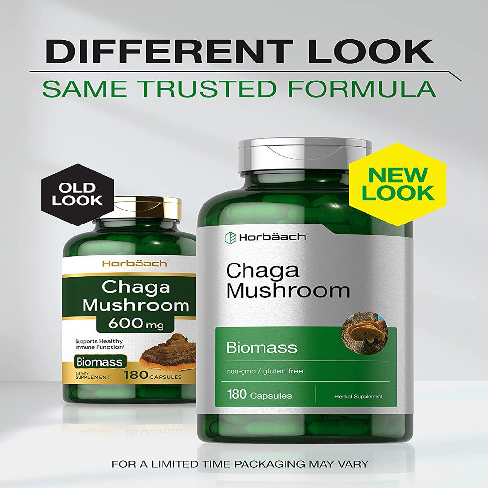 Chaga Mushroom Supplement | 180 Capsules | by Horbaach