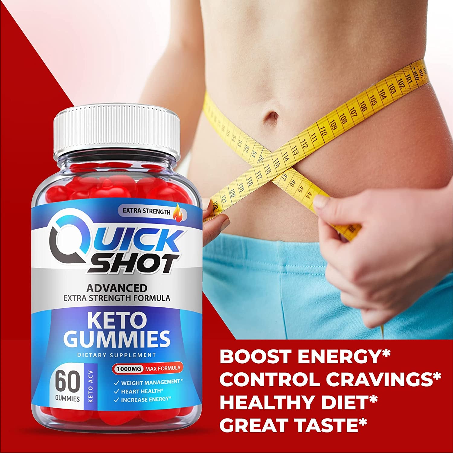 (2 Pack) Quick Shot Keto Gummies, Quickshot Keto Gummies, Official Formula 1000Mg Vegan, Non Gmo, Quick Shot Keto ACV Gummies, Quick Shot ACV Keto Gummies with Apple Cider Vinegar, B12 (120 Gummies)