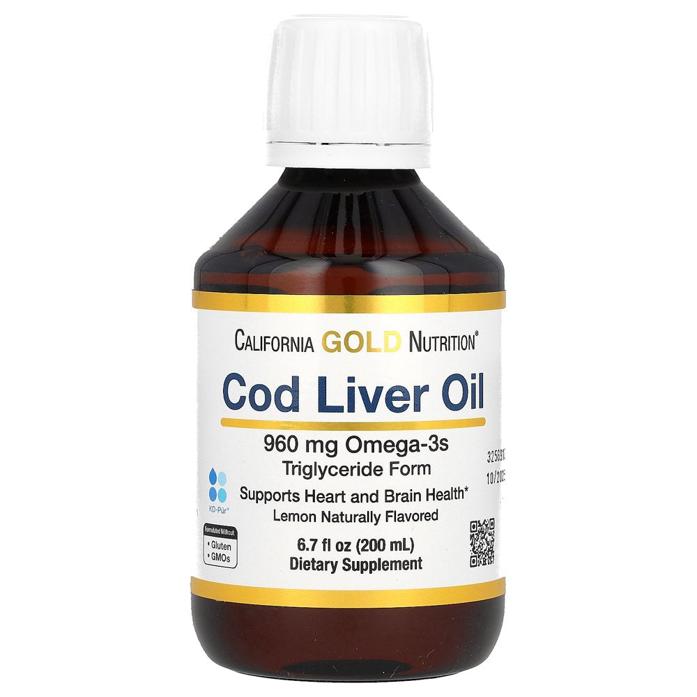 California Gold Nutrition Norwegian Cod Liver Oil Liquid, Natural Lemon Flavor, 6.7 Fl Oz (200 Ml)