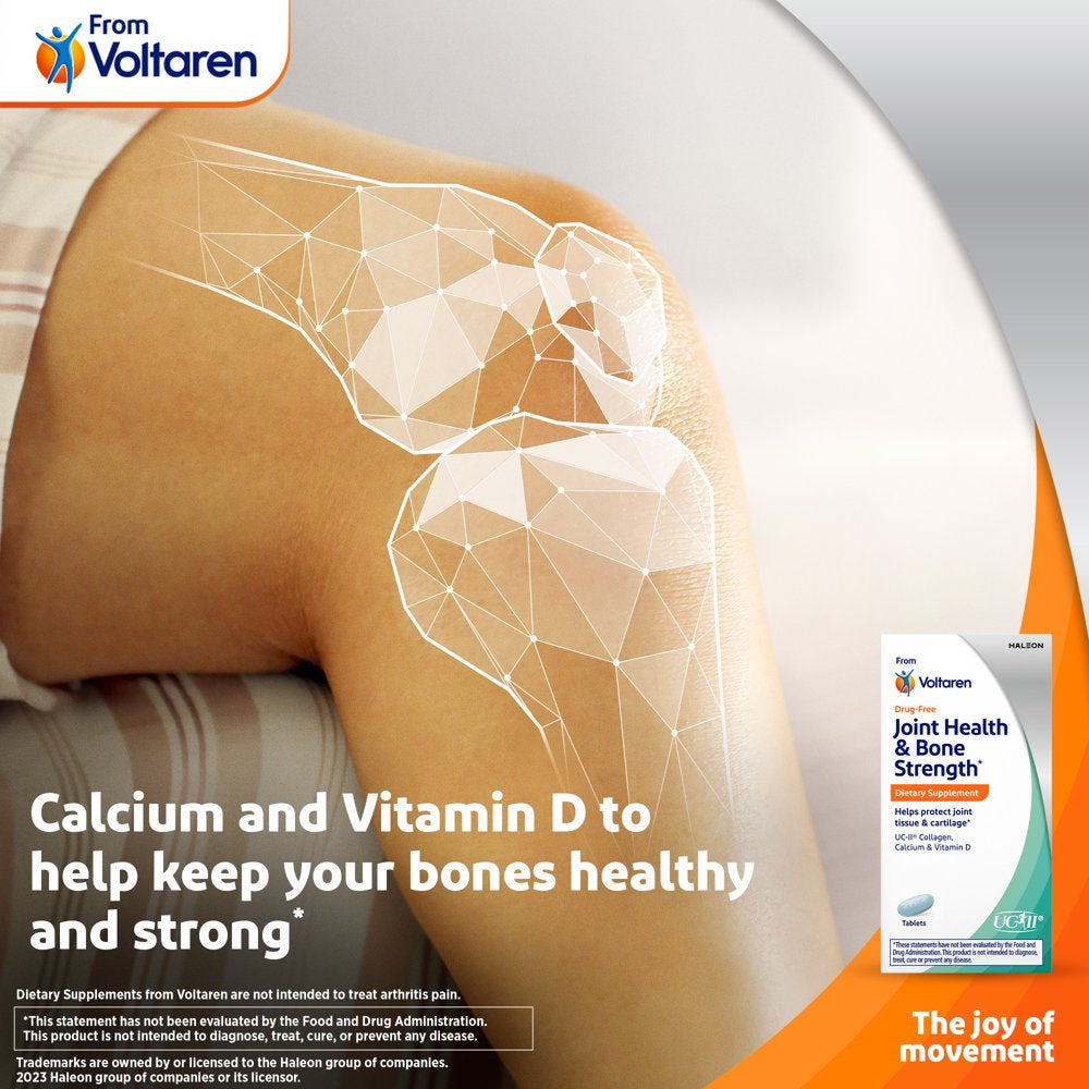 Joint Health & Bone Strength Dietary Supplement from Voltaren, with UC-II® Collagen, Calcium, and Vitamin D – 30 Count Bottle