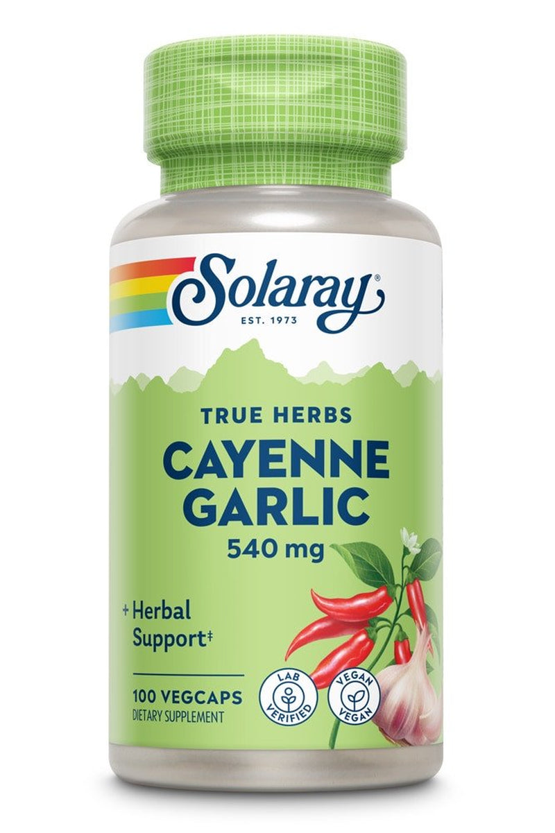 Solaray Cayenne Garlic -- 540 Mg - 100 Vegcaps