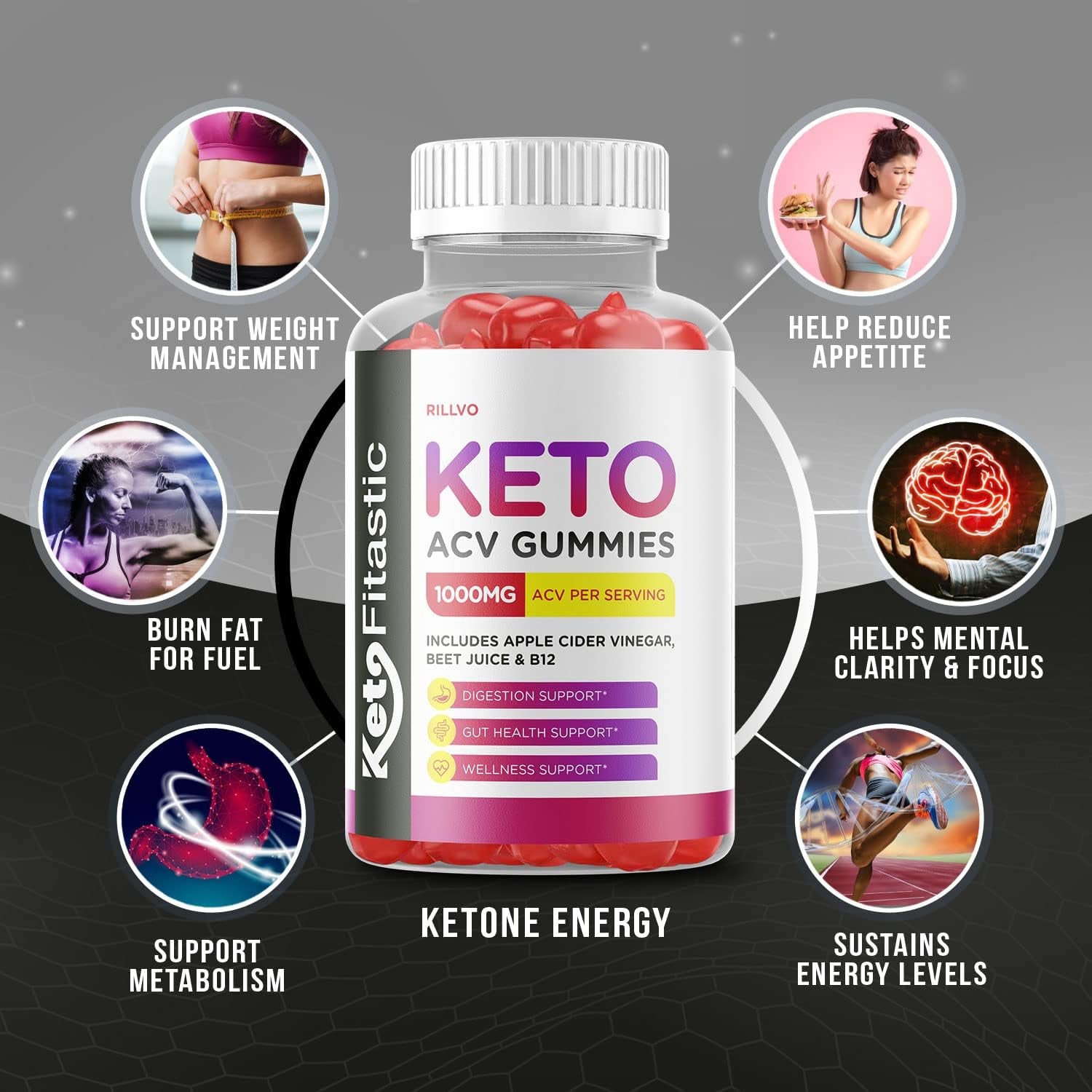 Keto Fitastic ACV Gummies - Advanced Formula Fitastic Keto Apple Cider Vinegar Gummies (60 Gummies)