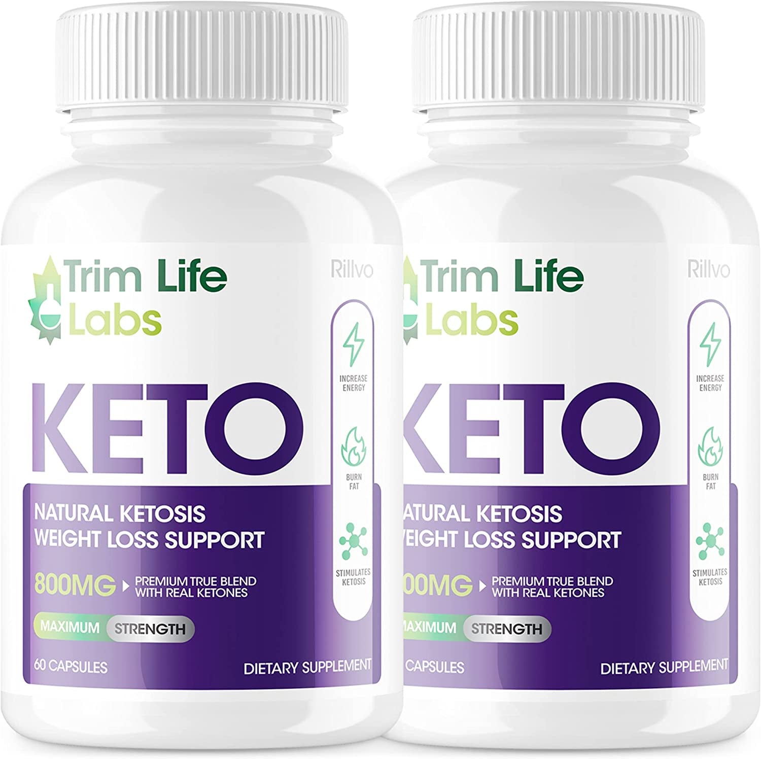 (2 Pack) Trim Life Keto Advanced Weight Loss Supplement Ketosis Pills (120 Capsules)