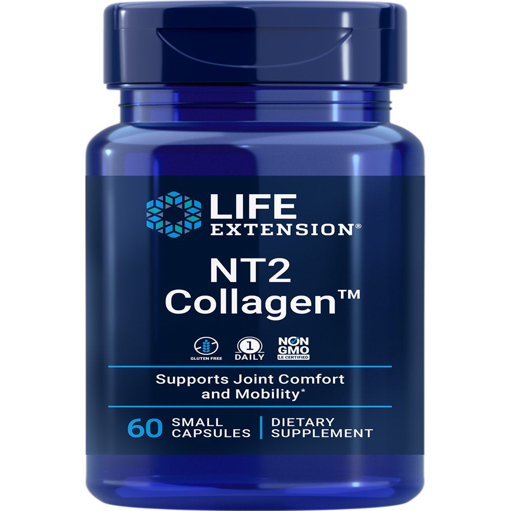 Life Extension NT2 Collagen™, 40 Mg - Joint Health Supplement Supports Joint Comfort & Mobility - Gluten-Free, Non-Gmo - 60 Small Capsules (2-Month Supply)