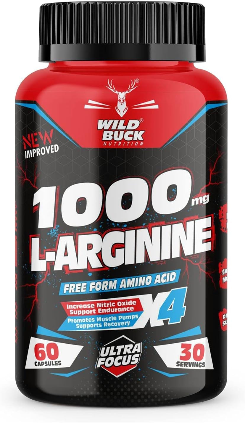 Metrol L Arginine 1000Mg Nitric Oxide Precursor Supplement for Massive Pumps, Maximum Vascularity and Muscle Growth, Stamina, Recovery | Essential Amino Acids | Powerful NO Booster - 60 Caps