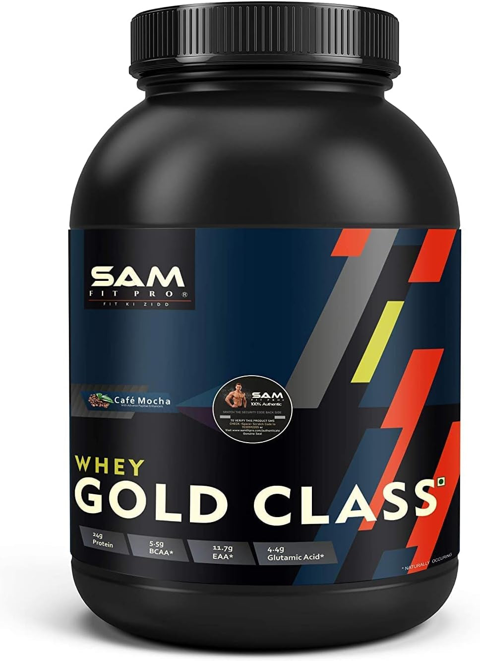 Samfit Pro Gold Class Whey Protein | Cafe Mocha | 1 Kilogram | 24 Gram Protein per Scoop | USA Made Whey