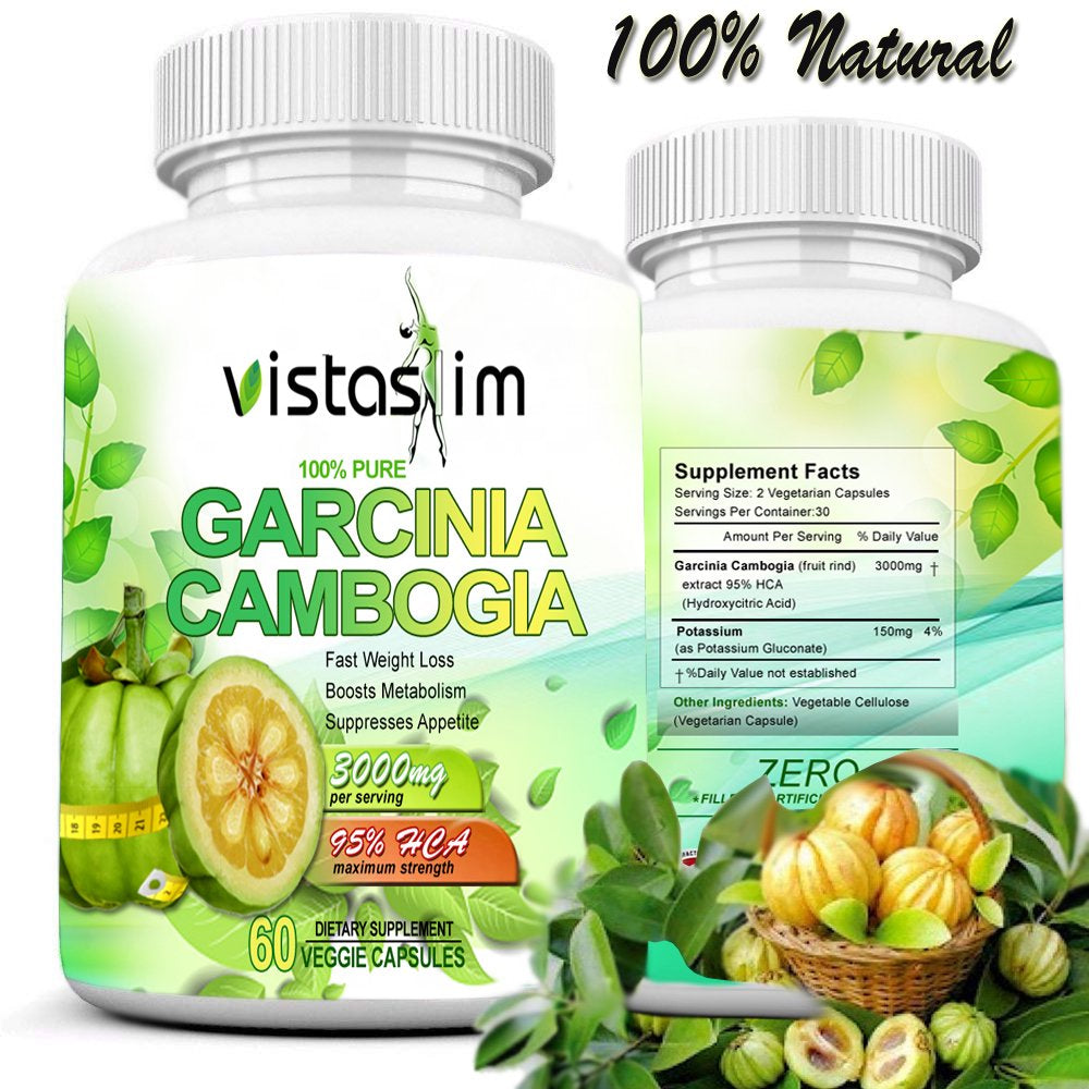 Vistaslim Garcinia Cambogia 60 Capsules 95% HCA Weight Loss Diet Supplement 3000Mg Daily