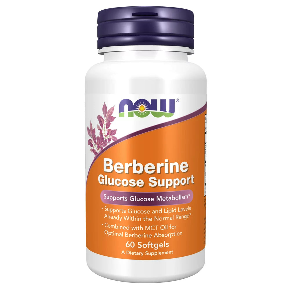 NOW Supplements, Berberine Glucose Support, Combined with MCT Oil, 60 Softgels