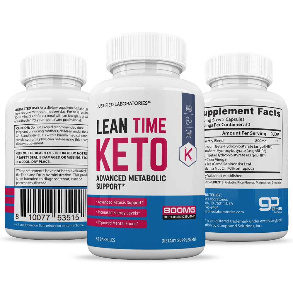 (5 Pack) Lean Time Keto Pills Includes Apple Cider Vinegar Gobhb 300 Capsules