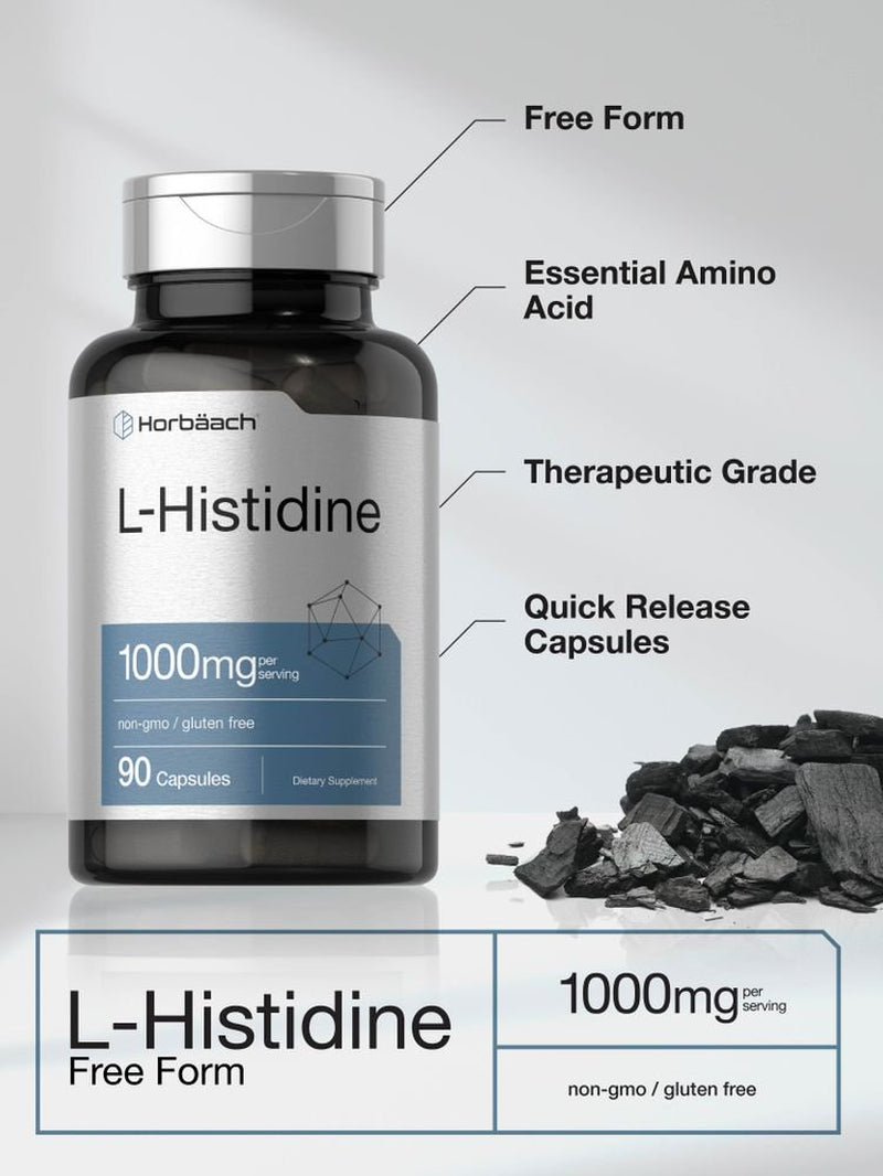 L Histidine 1000Mg | 90 Capsules | Pharmaceutical Grade | by Horbaach