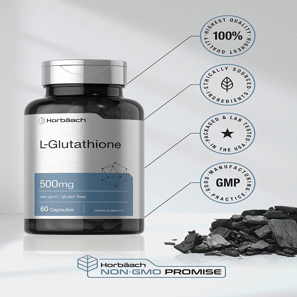 L-Glutathione | 500Mg | 60 Capsules | by Horbaach