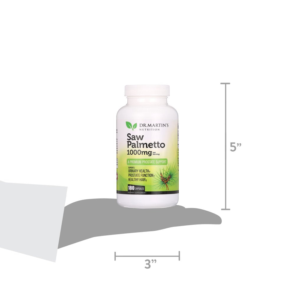 USA Grown 1000Mg Saw Palmetto Supplement | 180 Capsules for Prostate Health | Hair Growth for Men & Women | Help Maintain Normal Urination Frequency & Natural DHT Blocker to Help Prevent Hair Loss DR.