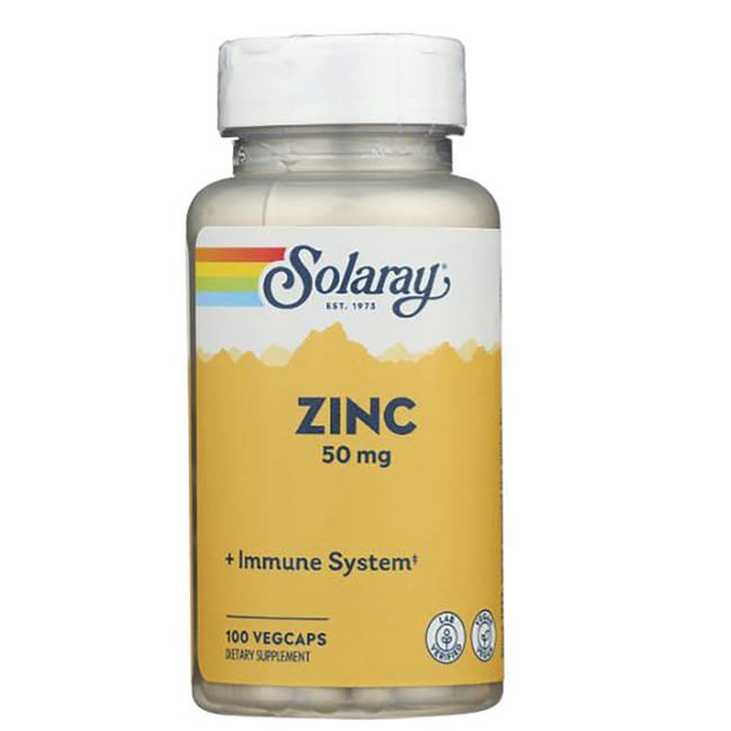 Solaray Zinc 50 Mg Amino Acid Chelate with Pumpkin Seed, Immune & Cellular Health Support, Bioavailable, 100 Vegcaps