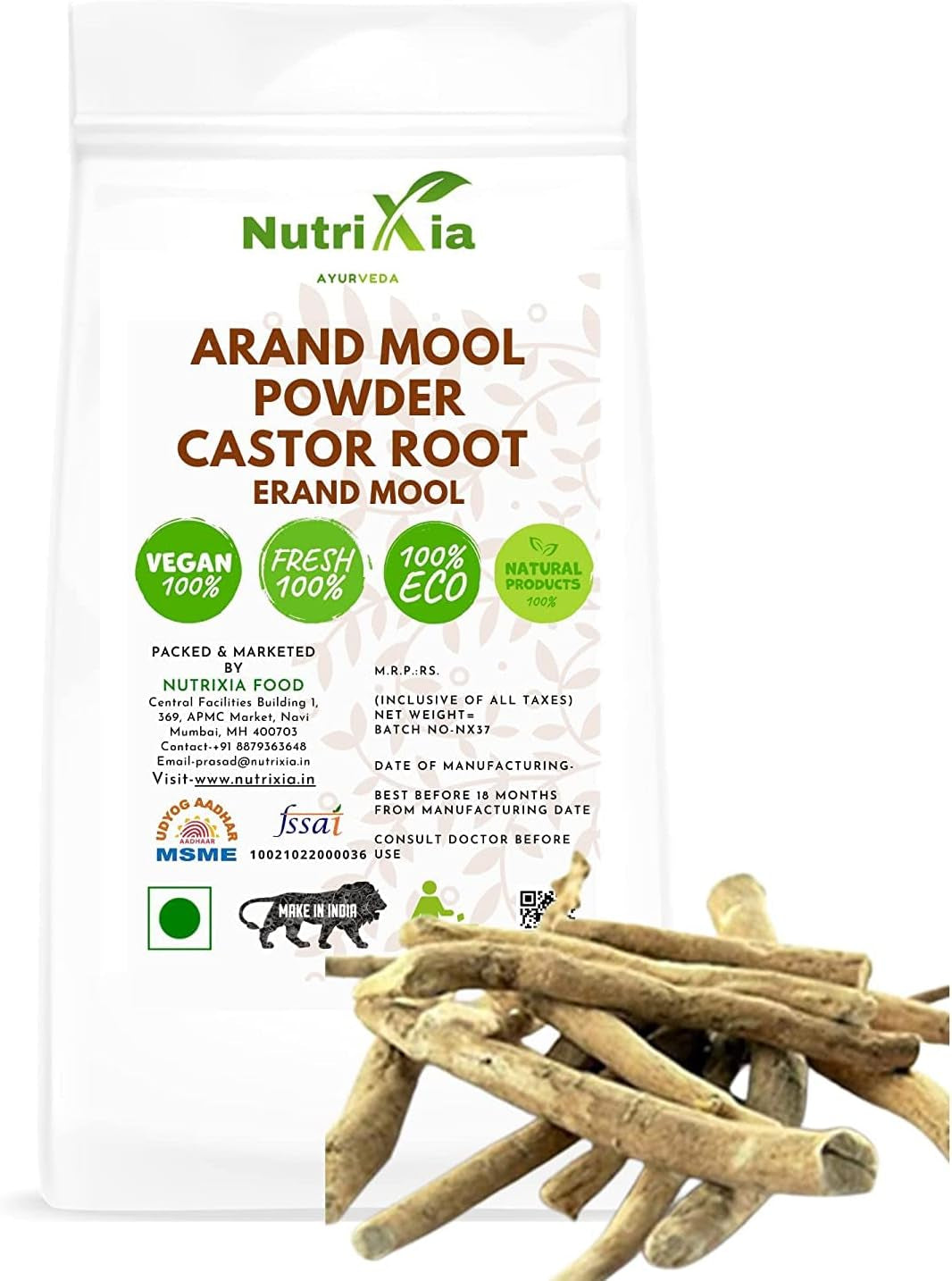 Veena Arand Mool Powder- Castor Root - Arandi Jadd - Erand Mool Powder 500 Gm