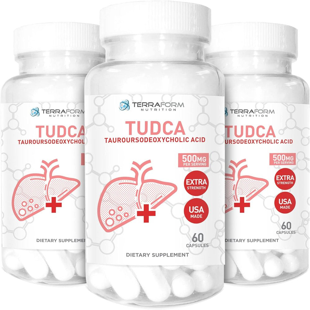 (3 Pack) Terraform Pure TUDCA (Tauroursodeoxycholic Acid) - 500Mg per Serving - Pure Liver Support & Health - 60 Capsules