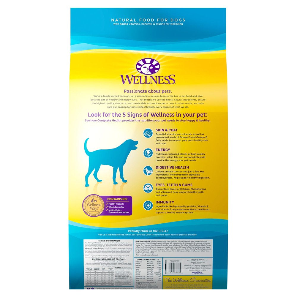 Wellness Complete Health Natural Dry Dog Food, Whitefish & Sweet Potato, 30-Pound Bag