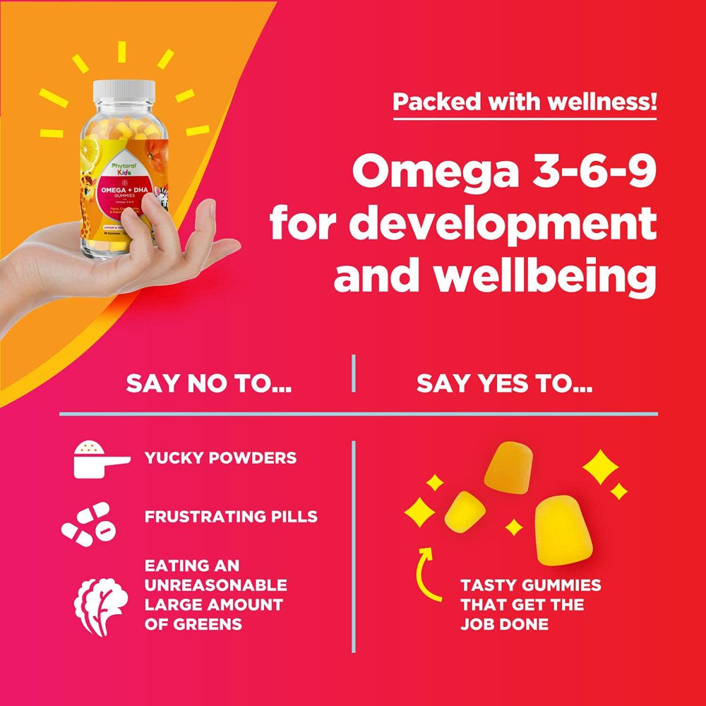 Vegetarian Omega 3 Gummies for Kids - Delicious Kids DHA Omega 3 6 9 Gummy Vitamin Gelatin Fish and Gluten Free Non-Gmo - Plant Based Omega 3 DHA Gummies for Vision Immunity Heart and Brain Support