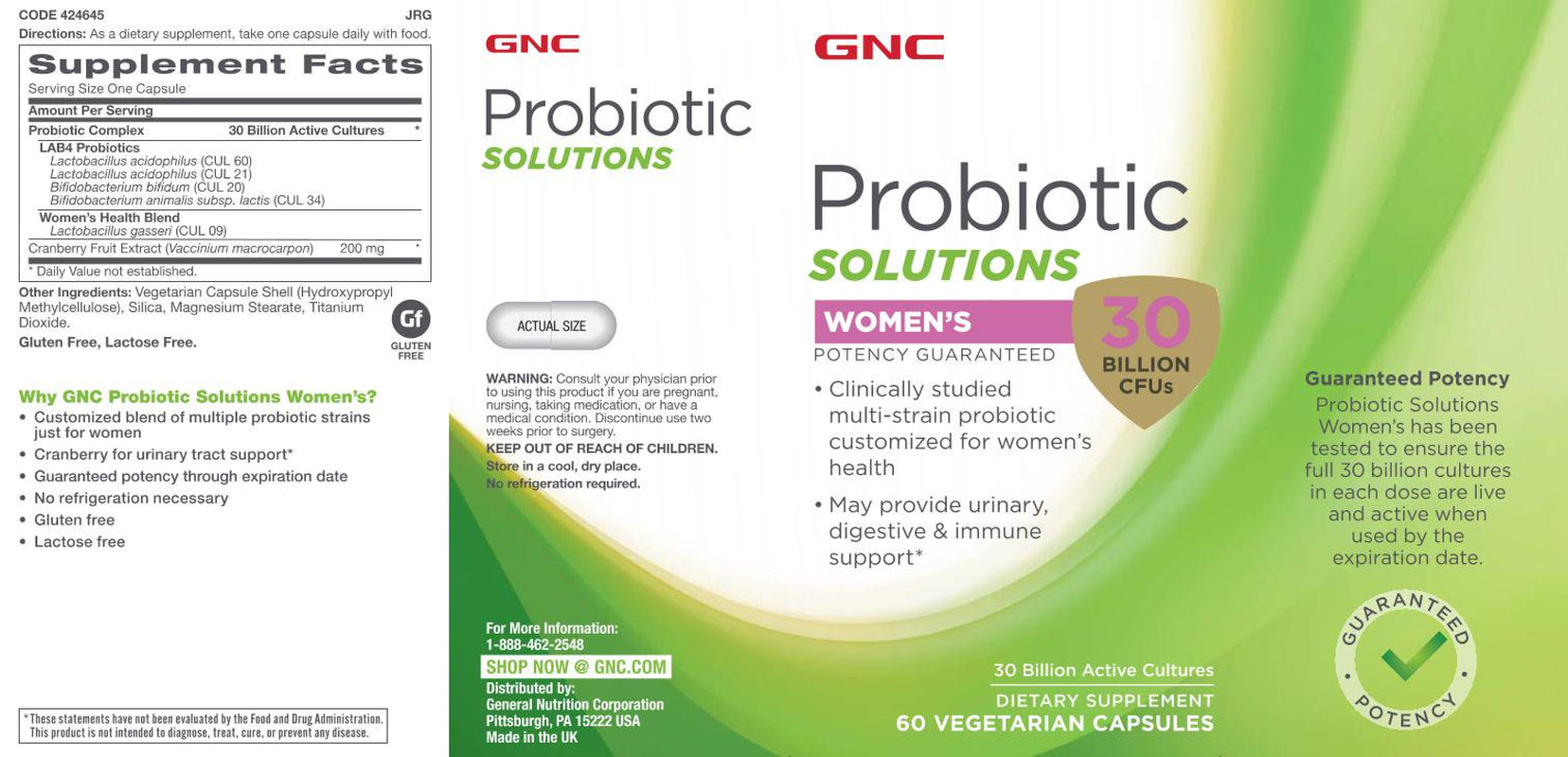 GNC Probiotic Solutions Women'S | Clinically Studied Multi-Strain for Women, Supports Digestive and Immune Health, Vegetarian | 30 Capsules