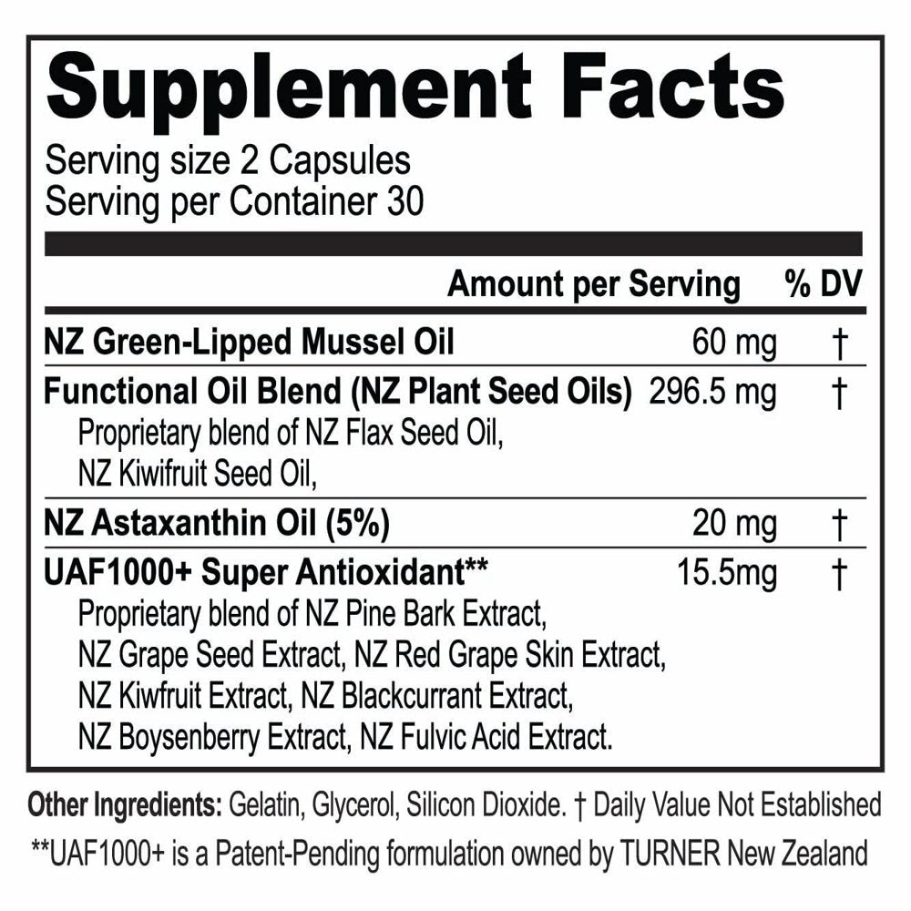 TURNER Green Lipped Mussel Oil Omega 3 Supplement Capsules, 6 Pack, 360 Count